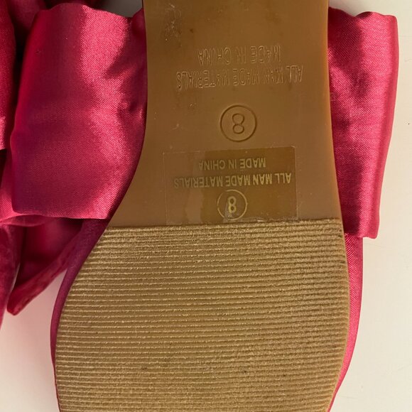 Lulus Sylviee Pink Satin Pointed Toe Bow Mules, Sz 8 - Picture 2 of 3